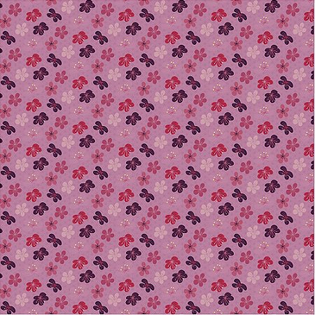 Tricoline Estampado Flores de Cerejeiras Rosa, 100% Algodão, Unid. 50cm x 1,50mt