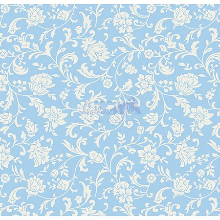 Tecido Tricoline Floral Isis (Azul), 100% Algodão, Unid. 50cm x 1,50mt