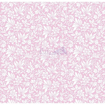Tecido Tricoline Gerbera (Rose/Branco), 100% Algodão, Unid. 50cm x 1,50mt