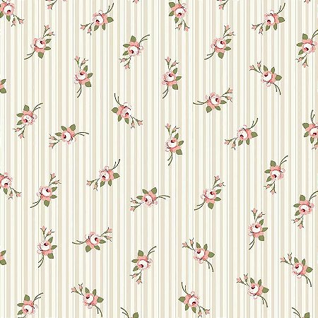 Tecido Tricoline Micro Florais Fadas Creme, 100% Algodão, Unid. 50cm x 1,50mt