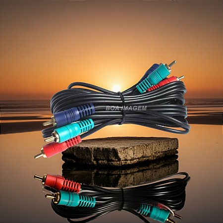 Cabo Video Componente Azul Verde Vermelho Blindado 1.5M 3Rca