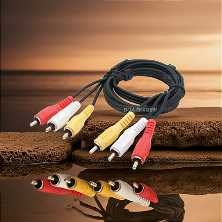 Cabo RCA Áudio e Vídeo para TV - Projetor - Aparelho de DVD - Vídeo Cassete e Televisor