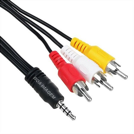 Cabo P2 3.5mm x 3 RCA AV Áudio Vídeo
