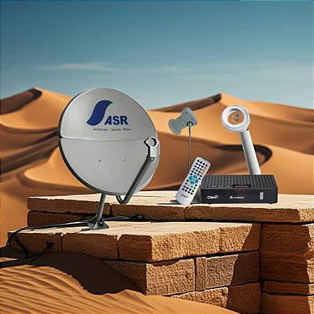 Kit Antena Parabólica Bipartida ASR 60cm Claro Tv Pré-Pago com 1 RecepItor Digital HD Visiontec
