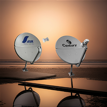 Kit com 2 Antenas Bipartida Century Parabólica KU 60 Cm+2 Lnbf simples