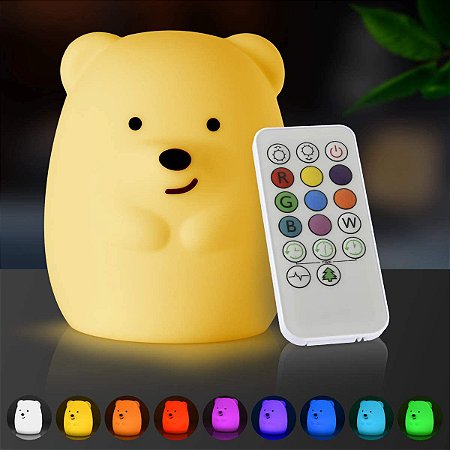 Pet Light Urso Grande - Abajur noturno infantil sem fio com controle remoto