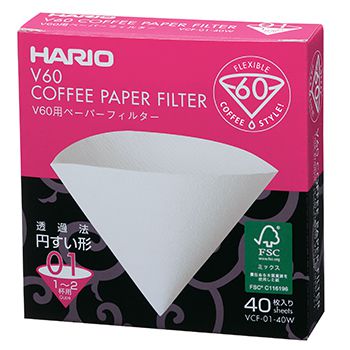 Filtro de Papel Branco para Hario V60 01 - 40 unidades