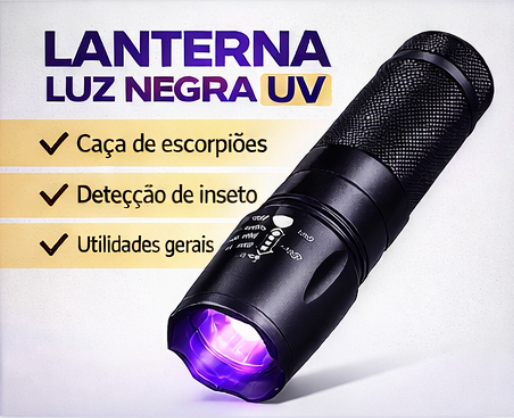Lanterna X900 Multifuncional Recarregável Luz Negra 395 Nm
