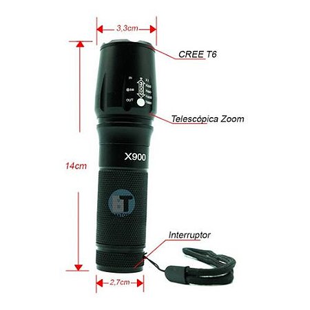 Lanterna Tática Militar Potente T900 Alta Durabilidade