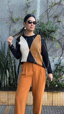 BLUSA DE TRICO JACARD XADREZ MAISA RT