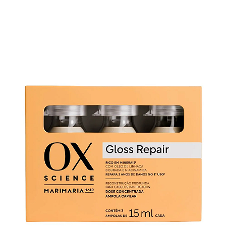 OX MARI MARIA SCIENCE GLOSS REPAIR AMPOLA KIT COM 3
