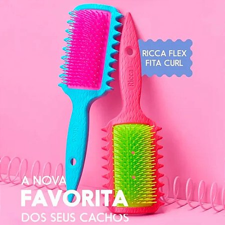 ESCOVA RICCA FLEX FITA CURL AZUL COM ROSA