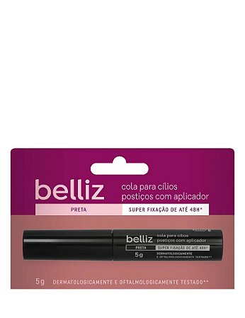 COLA PARA CILIOS BELLIZ 48HRS PRETA COM APLICADOR 5G