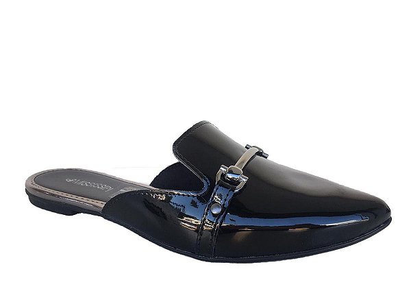 mule feminino verniz