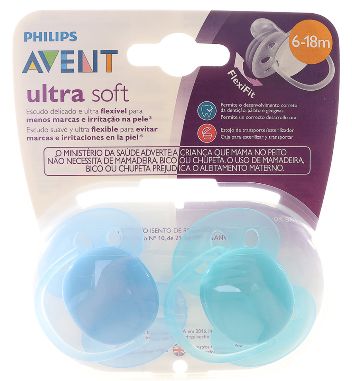 Chupeta Ultra Soft Dupla Lisa - 6-18 Meses Menino