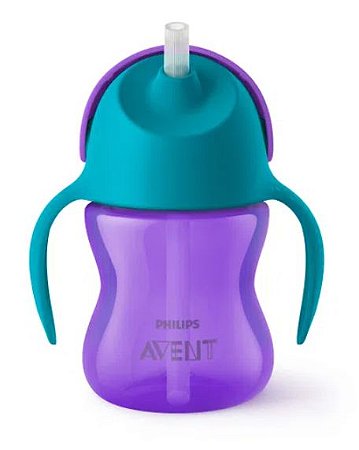 Copo Dinossauro com Canudo Curvado 200ml Roxo e Azul