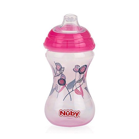 Copo Decorado com Bico de Silicone 300ml - Rosa - Nuby