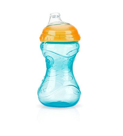 Copo com Bico de Silicone 300ml - aqua e laranja - Nuby