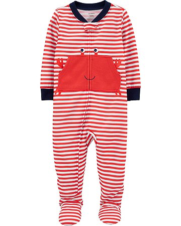 Pijama com pé - Listrado com desenho de caranguejo - Carter's