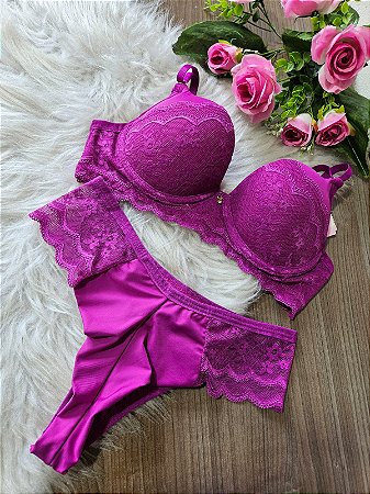 CONJUNTO COM DETALHES EM RENDA CALCINHA FIO DUPLO