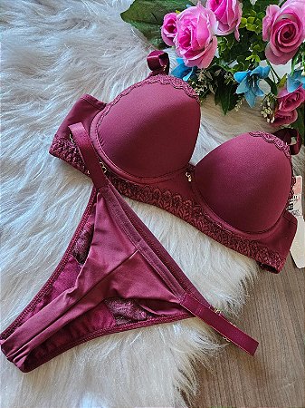 CONJUNTO COM BOJO CALCINHA FIO DUPLO COM REGULAGEM DETALHES EM RENDA