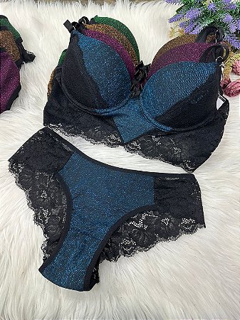 CONJUNTO COM BOJO LOUXEX BRILHO CALCINHA COM DETALHES EM RENDA