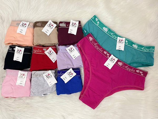 CALCINHA ALGODÃO AGYLA COM ELÁSTICO CONFORTÁVEL