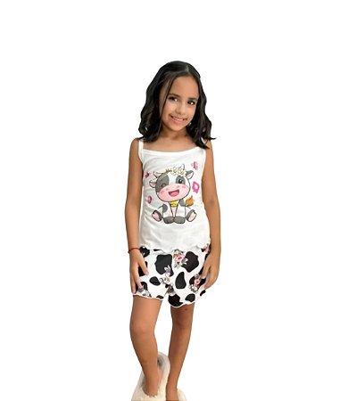 PIJAMA BABY INFANTIL MENINA PERSONAGEM SHORT LISO DOLL SUEDE PREMIUM SORTIDOS