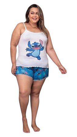 PIJAMA BABY DOLL SUEDE ALÇA PLUS SIZE PERSONAGENS