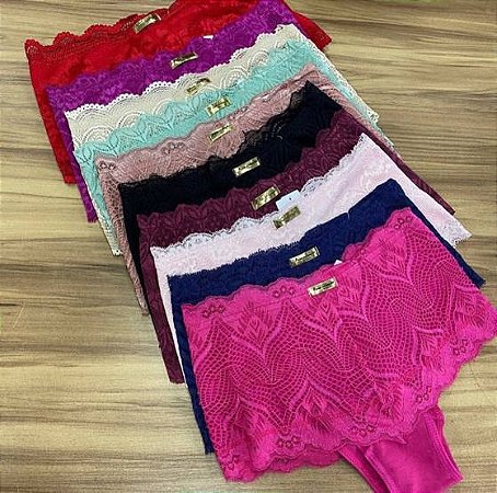 CALCINHA CINTA MODELADORA PALA ALTA COTTON RENDADA LUXO