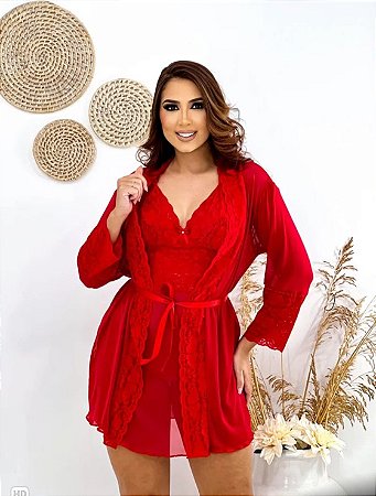 ROBE LUXO SEXY CONFORTO TULE COM RENDA ROUPÃO FEMININO
