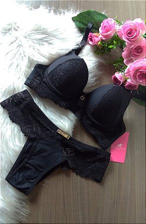 CONJUNTO FETICHE COM BOJO CALCINHA TRADICIONAL COM RENDA LATERAL
