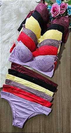 CONJUNTO LUXO BÁSICO REFORÇADO BOJO BORDADO E CALCINHA TRADICIONAL