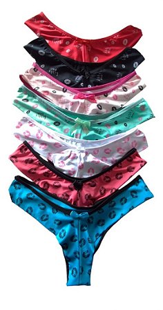 KIT 5 UNIDADES CALCINHA FIO DUPLO POLIAMIDA PREMIUM SORTIDAS