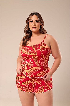 PIJAMA BABY DOLL ALCINHA PLUS SIZE SUEDE PREMIUM ESTAMPADOS