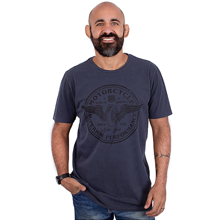 Camiseta Estonada Moto Superior Azul.
