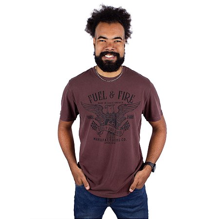 Camiseta Estonada Fuel and Fire Marrom.