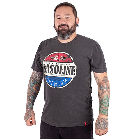 Camiseta Estonada Gasoline Preta.