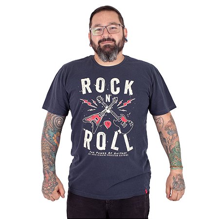 Camiseta Estonada Guitarra Power Azul.