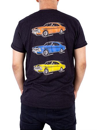 Camiseta Carro SS Tri Opala Preta Jaguar.-