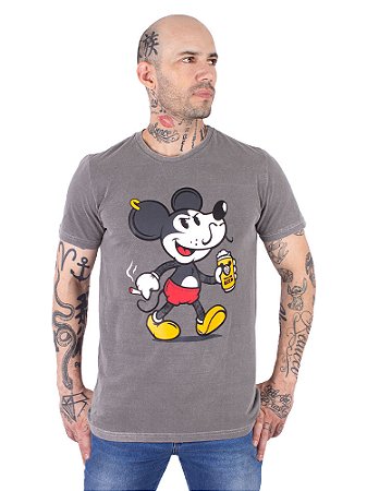 Camiseta Estonada Cerveja Mouse Beer Cinza.