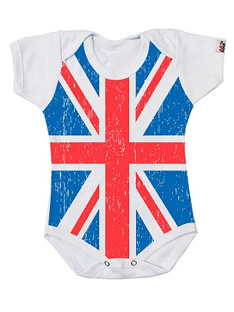 Body Bebê Bandeira Reino Unido Branco