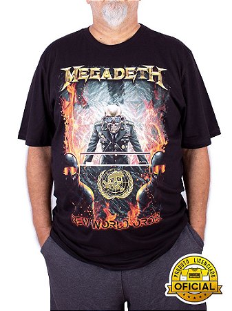 Camiseta Plus Size Megadeth New World Order Preta Oficial