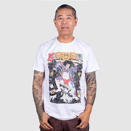 Camiseta Christian Arae Rori Hakusho Chojun Suikoden Branca.