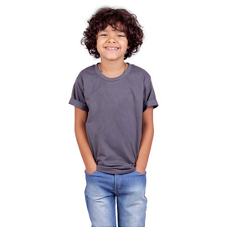 Camiseta Infantil Básica Cinza Chumbo