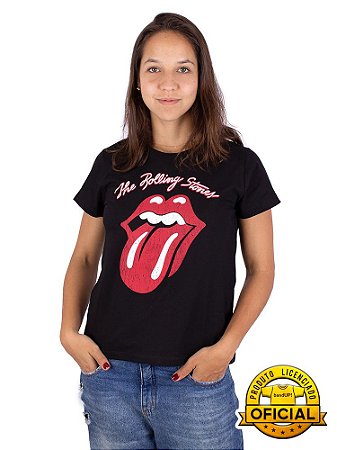 Camiseta Feminina Rolling Stones Preta - Oficial