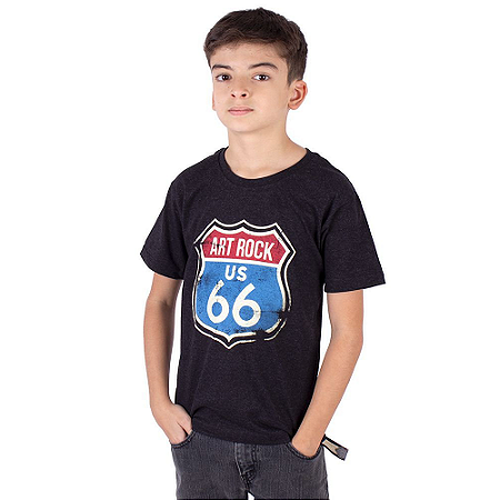 Camiseta Juvenil Art Rock US66 Preta Jaguar