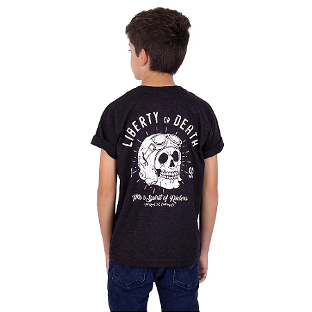 Camiseta Juvenil Caveira Liberty Preta Jaguar
