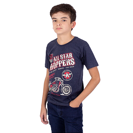 Camiseta Juvenil Moto All Star Choppers Marinho Indigo