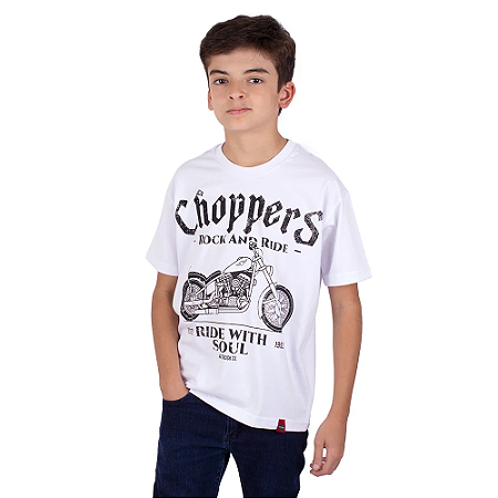 Camiseta Juvenil Moto Choppers Soul Branca